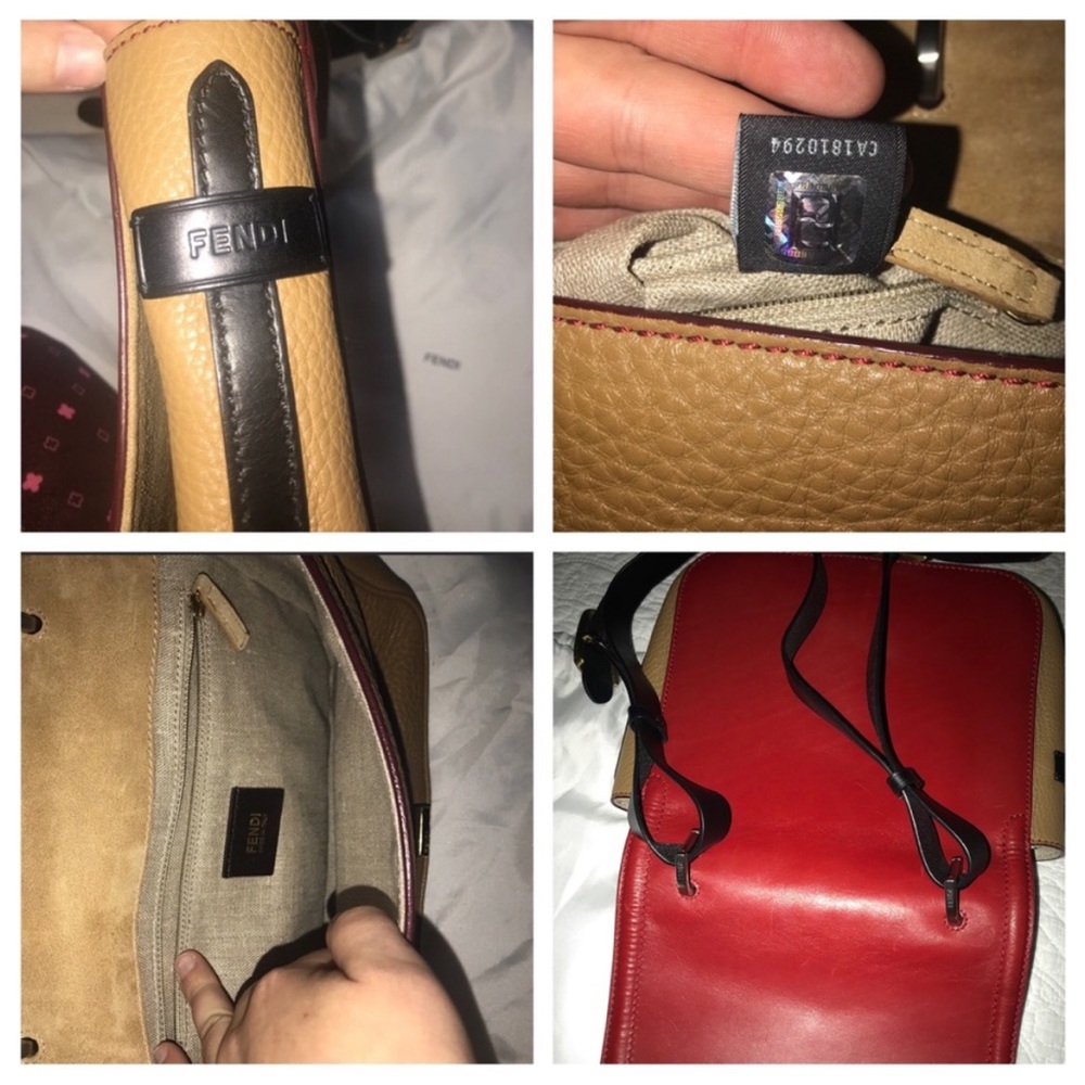 Fendi Colorblock silvana red crossbody dust bag black tan - Picture 6 of 8